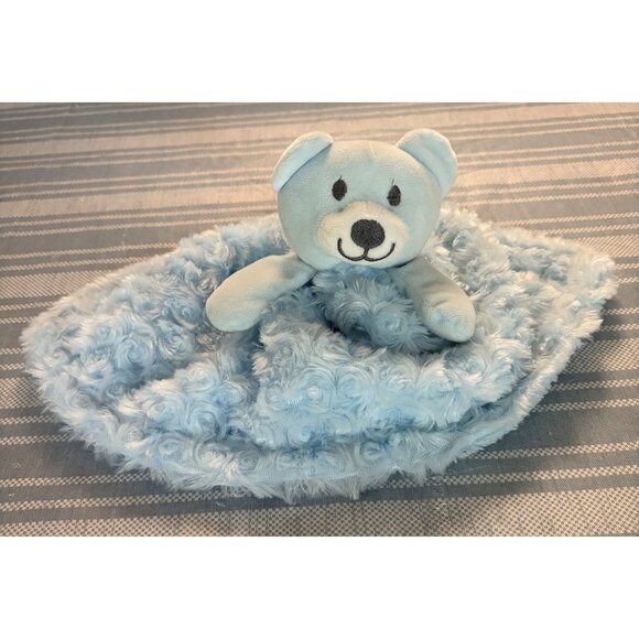 Blue Teddy Bear Plush Security Blanket Little Beginnings Soft Swirl Texture - Picture 2 of 7